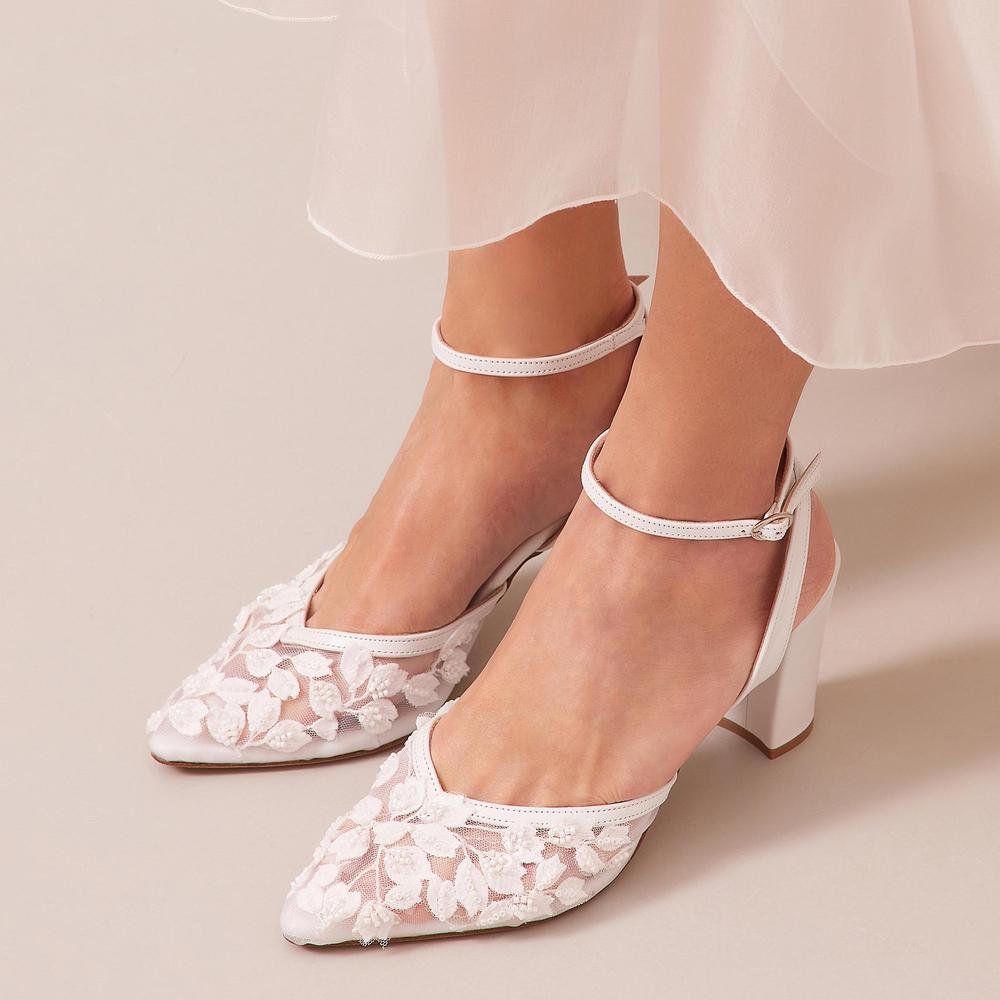 Handcrafted Erietta Lace Bridal Block Heels
