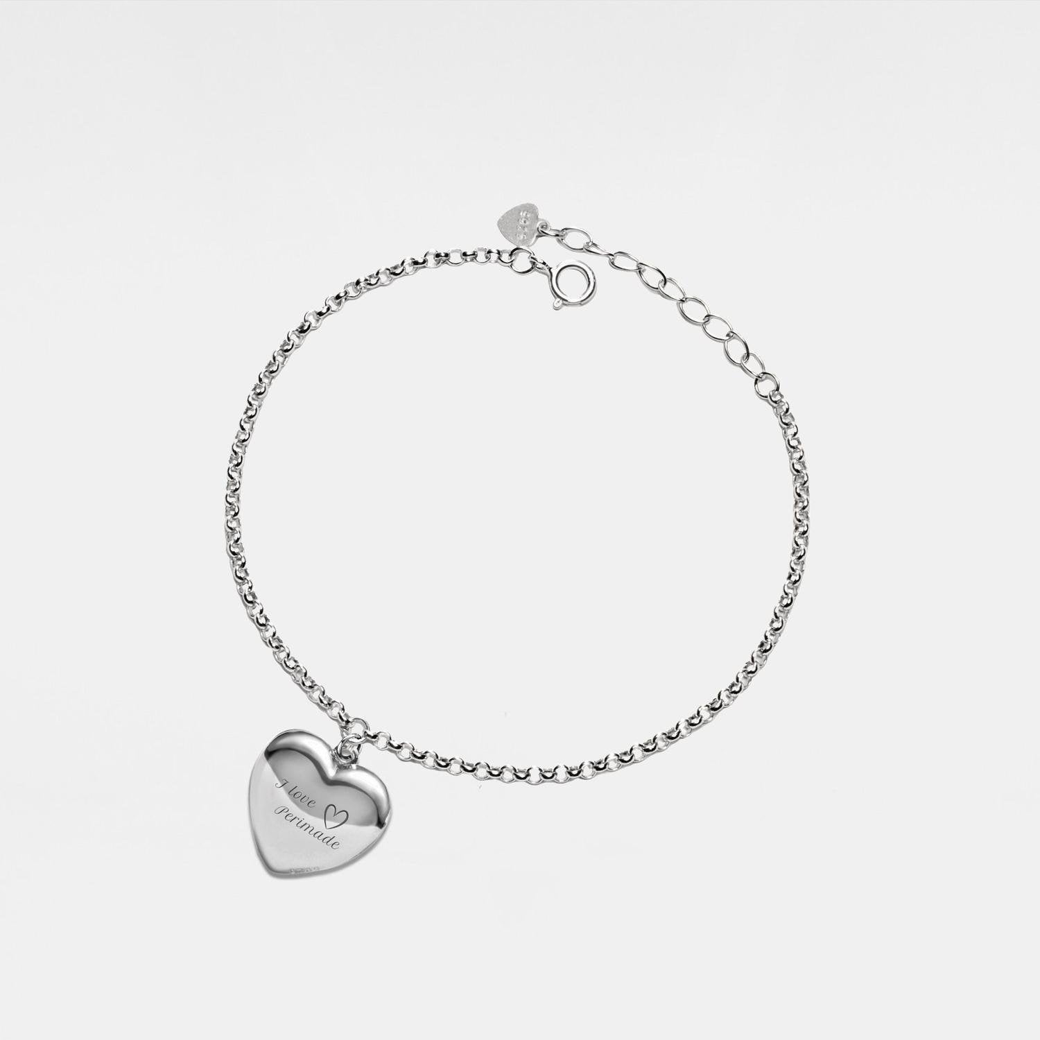 Artisan Heart Photo Locket Bracelet - 925 Sterling Silver