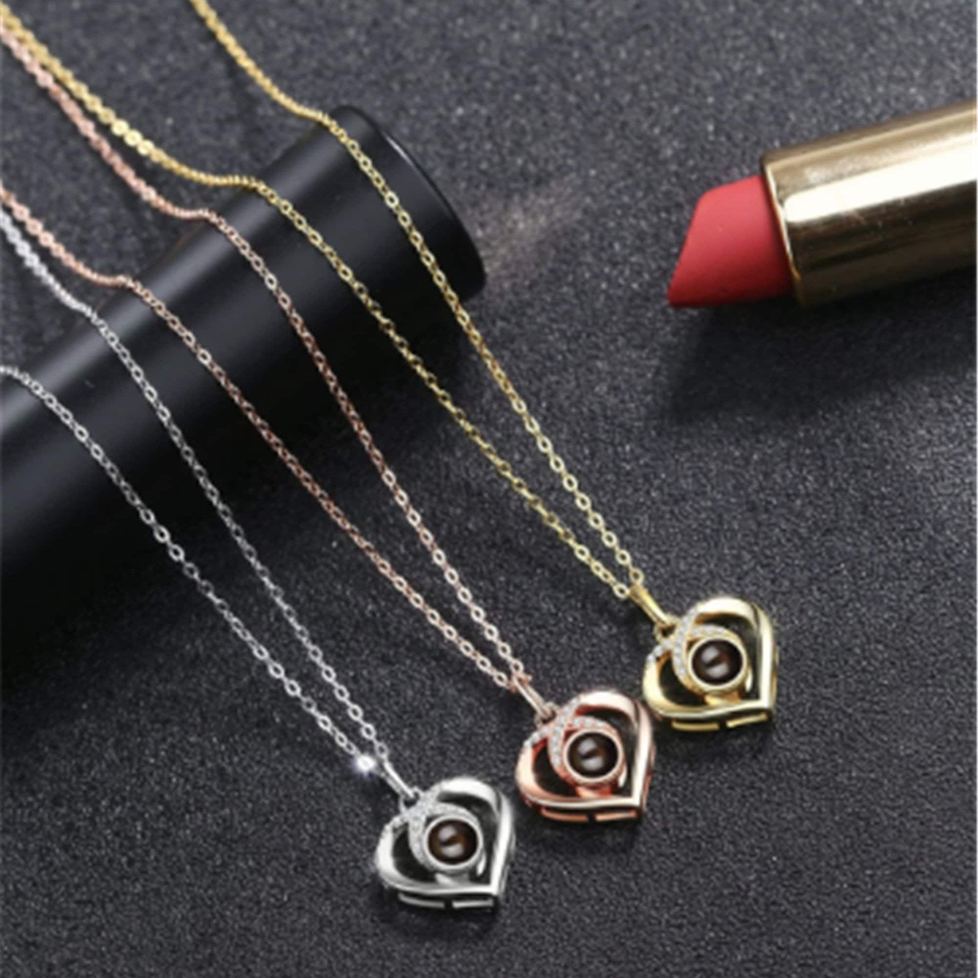 Eternal Luminous Heart Projection Photo Necklace