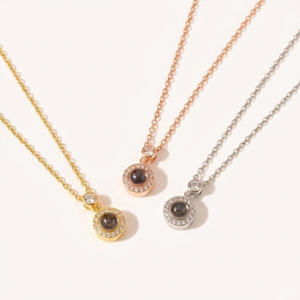 Personalized Round Photo Projection Necklace for Her