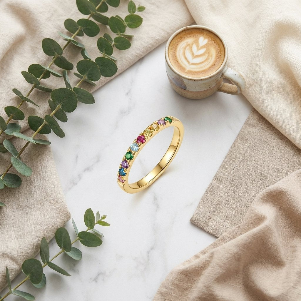 Custom Family Birthstone Ring - Personalized Mother's Gift