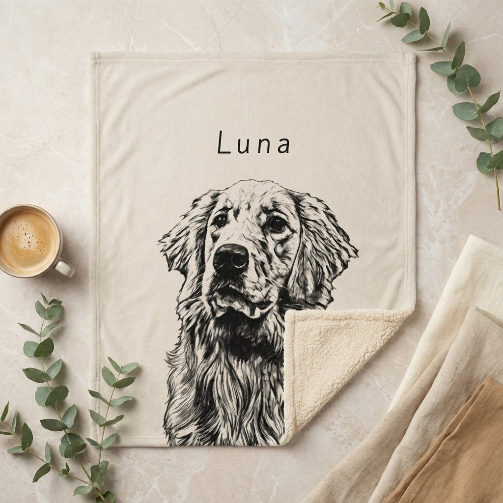 Custom Pet Portrait Blanket | Personalized Dog Photo Gift