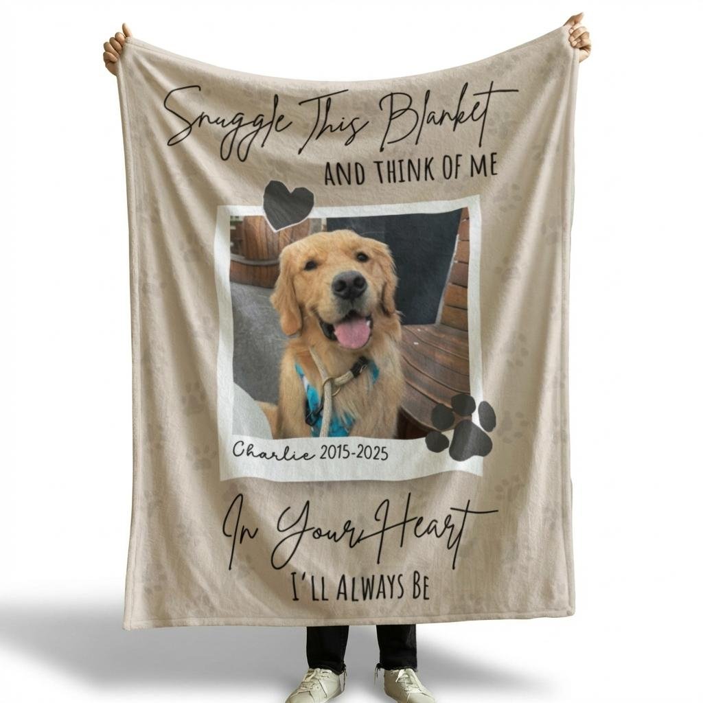 Personalized Dog Memorial Photo Blanket - Pet Loss Gift