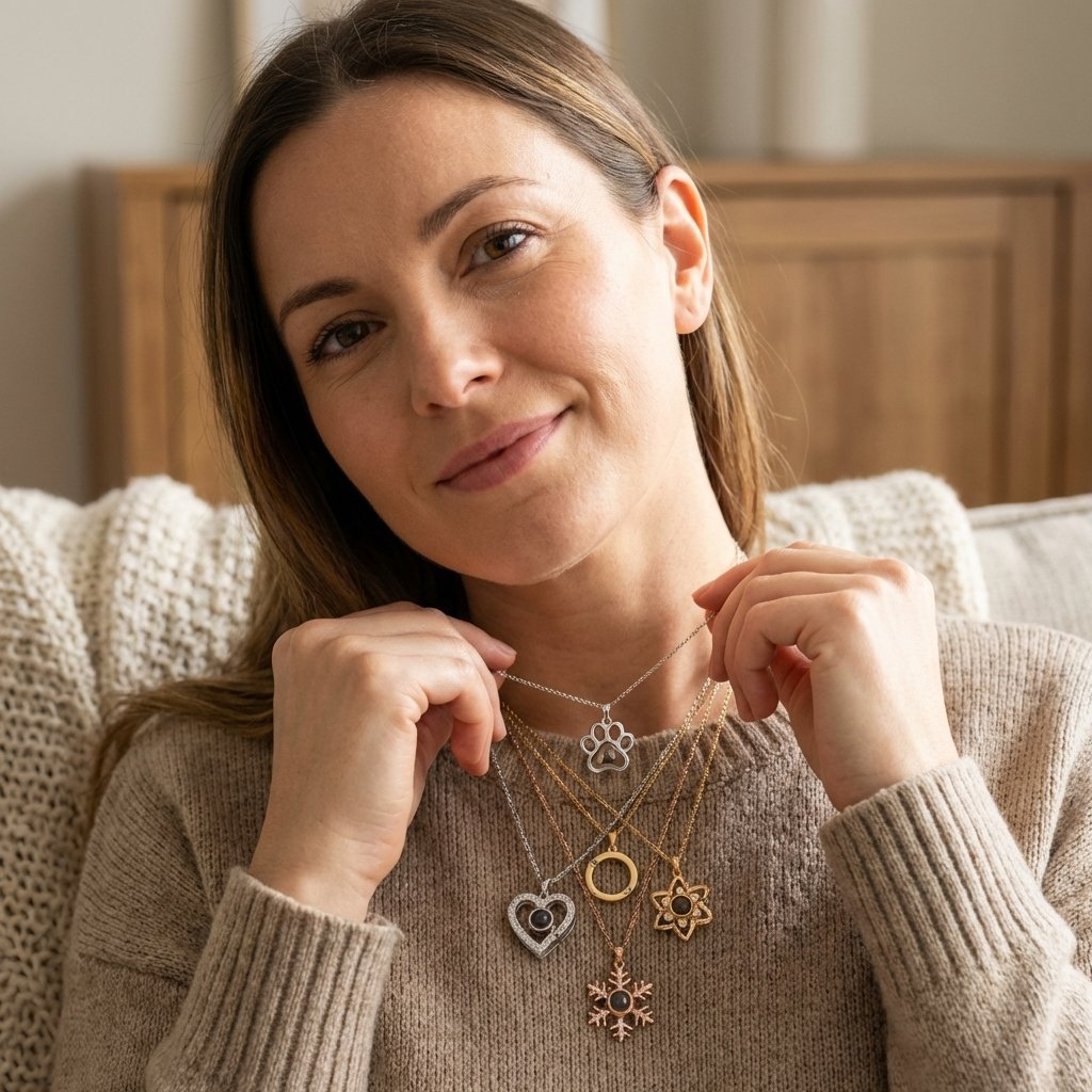 Personalized Photo Projection Necklace - Custom Memorial Gift