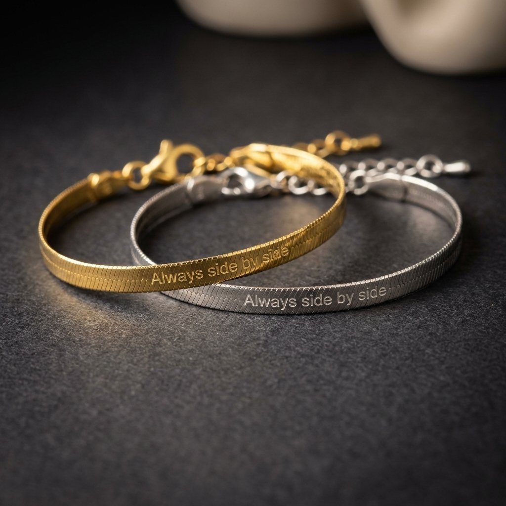 Custom 925 Sterling Silver Couple Bracelet Set - Engraved