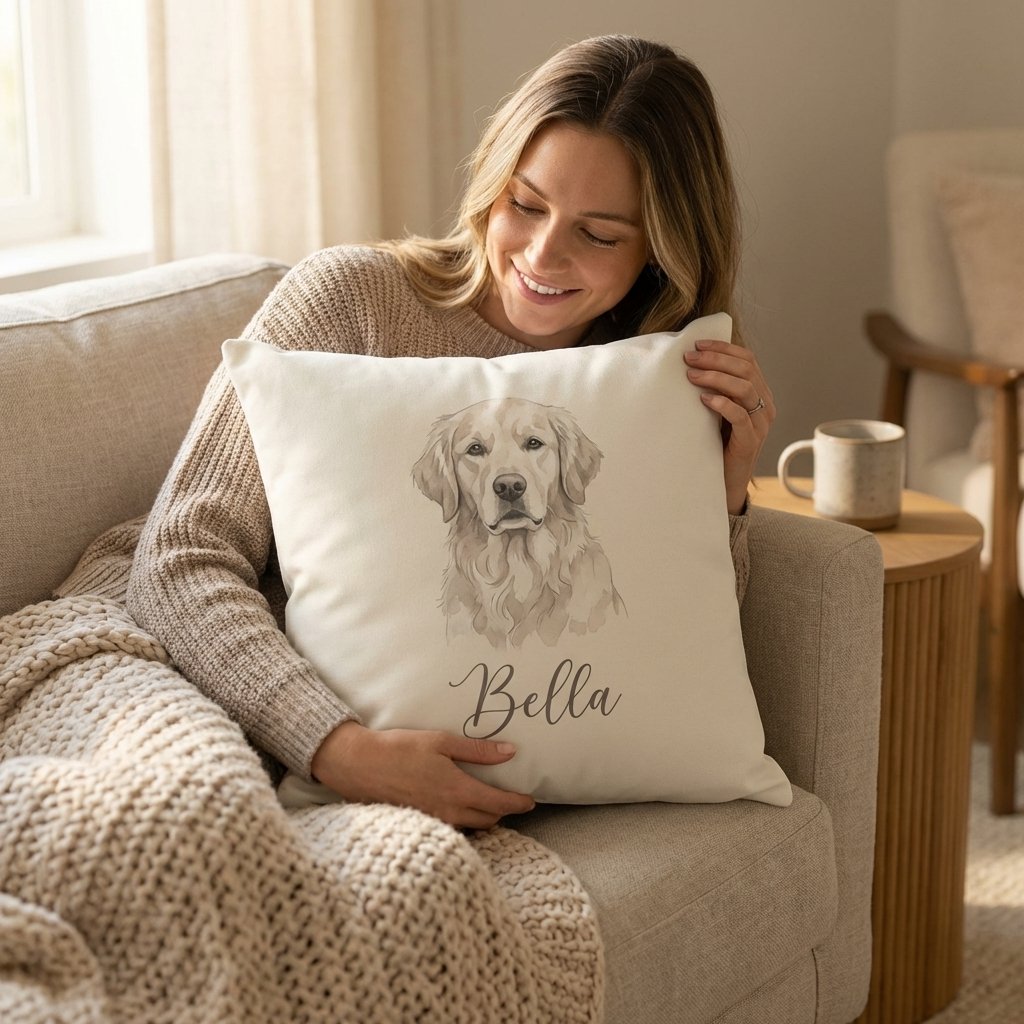 Personalized Watercolor Pet Portrait Pillow | Custom Dog Gift