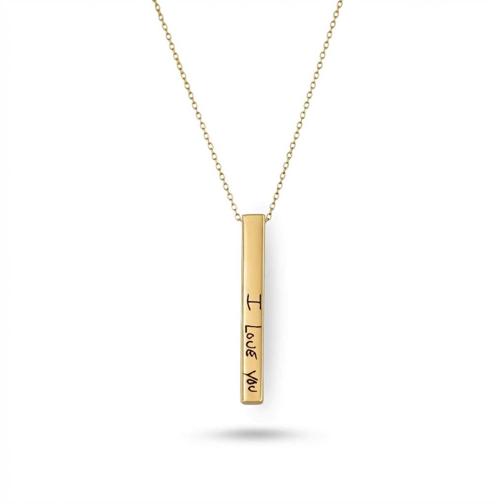 Gold Vermeil Handwriting Necklace - Custom Signature Bar