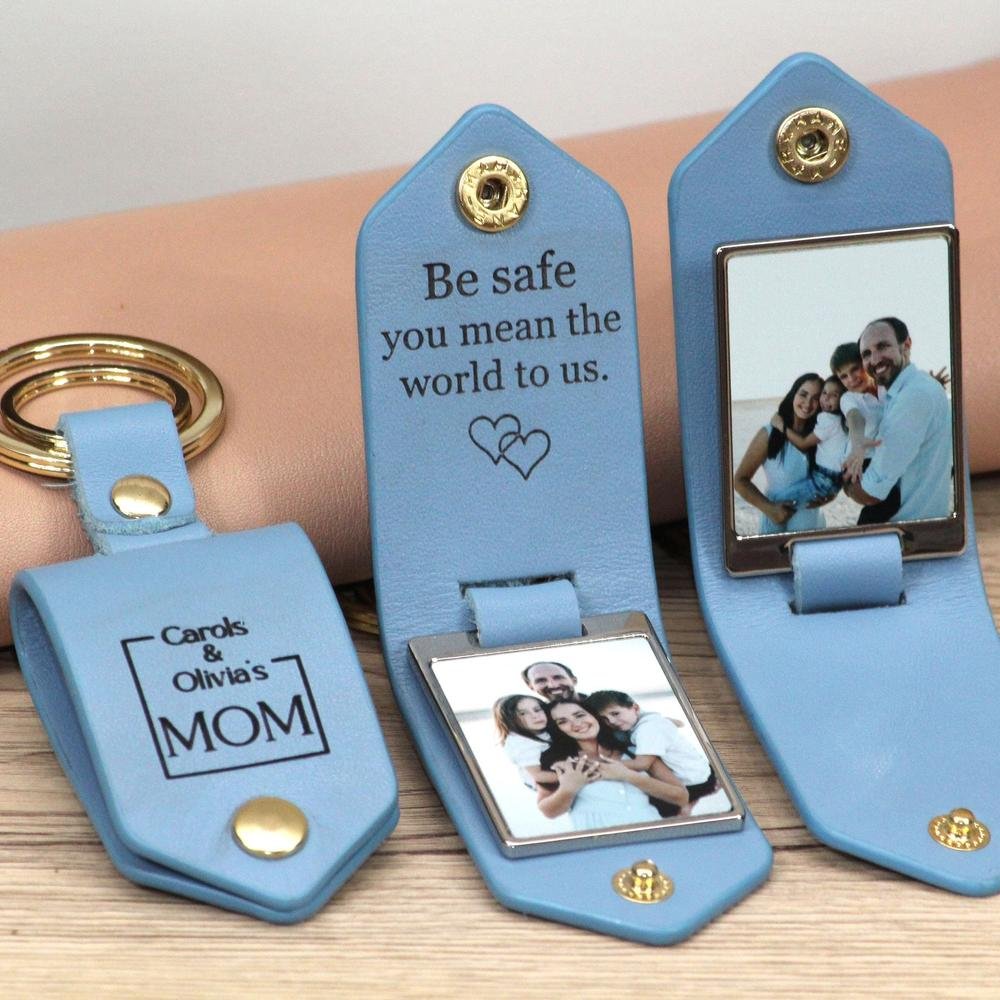 Artisan Personalized Leather Photo Keychain