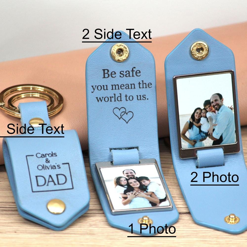 Artisan Hidden Photo Personalized Leather Keychain