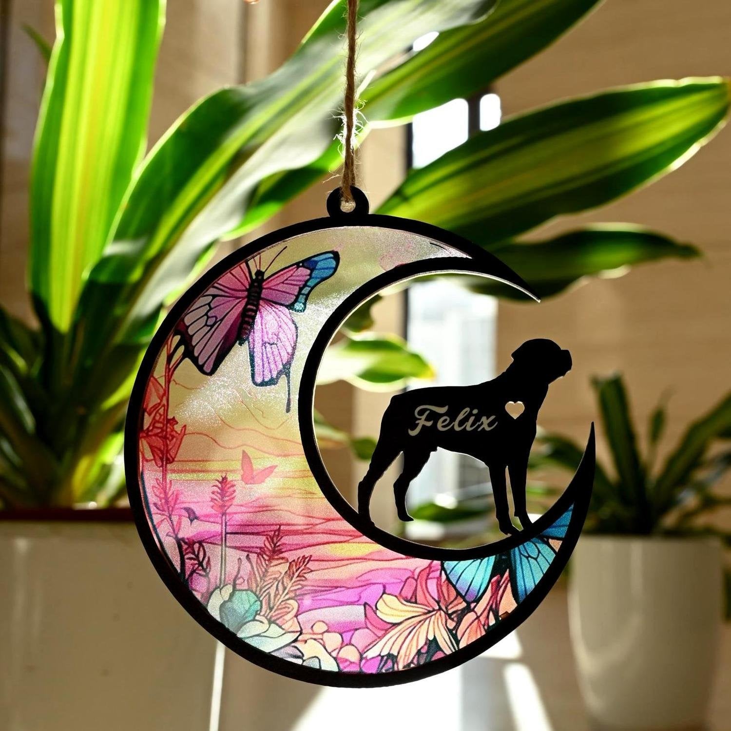 Personalized Pet Memorial Suncatcher - Custom Dog Loss Gift