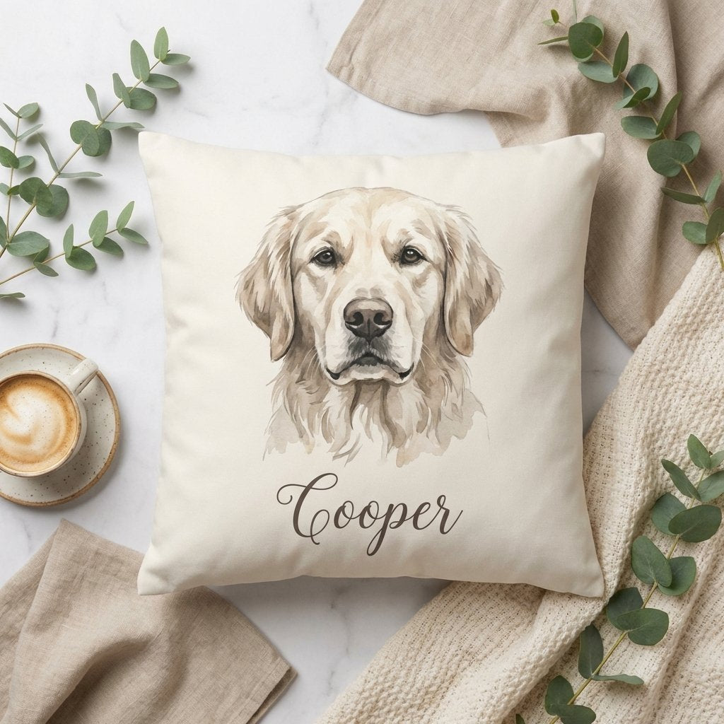 Personalized Watercolor Pet Portrait Pillow | Custom Dog Gift