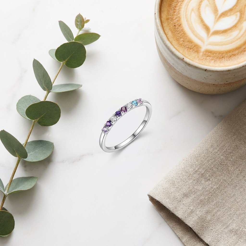 Personalized Mothers Birthstone Ring - Custom Family Jewelry