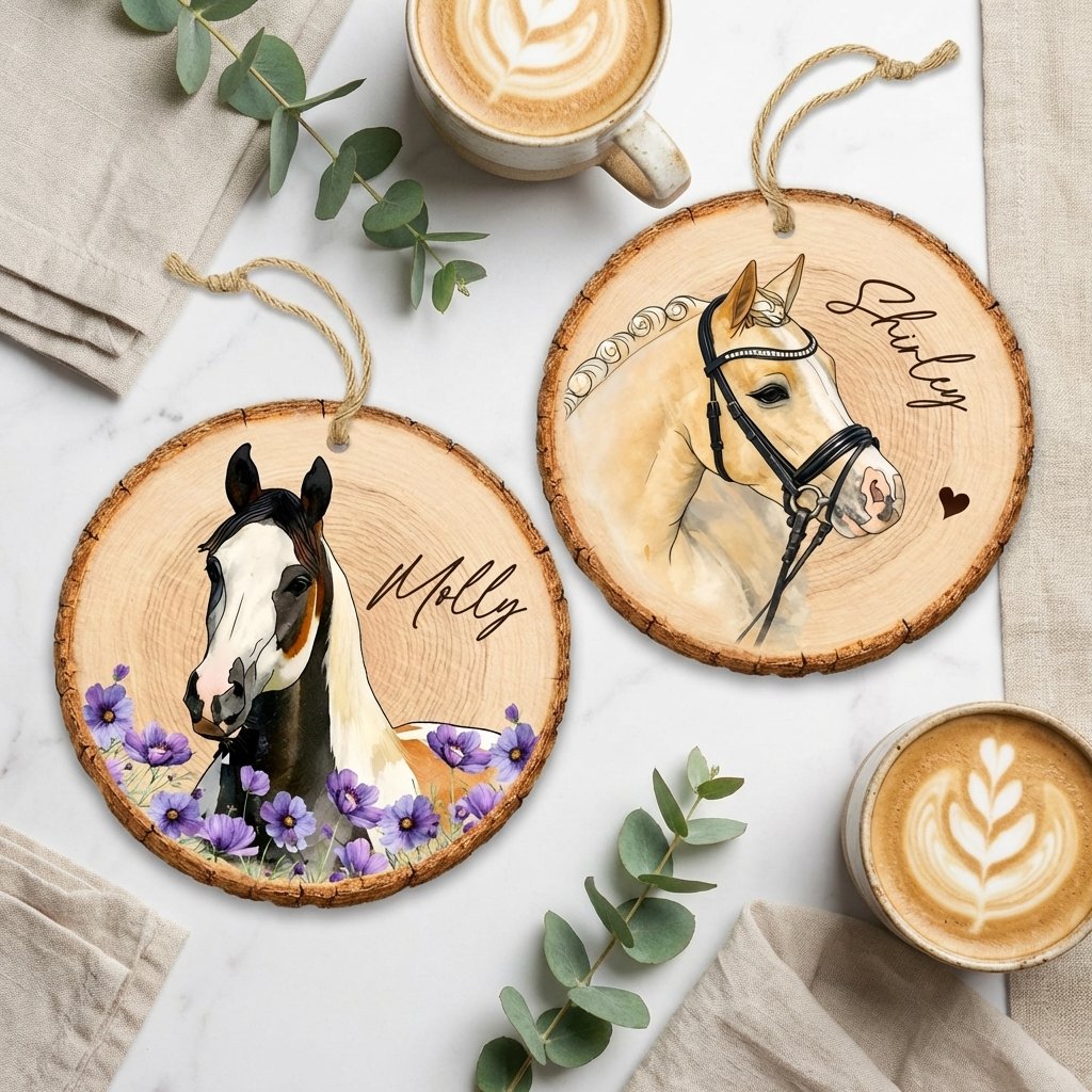 Personalized Horse Photo Portrait Wood Ornament Memorial