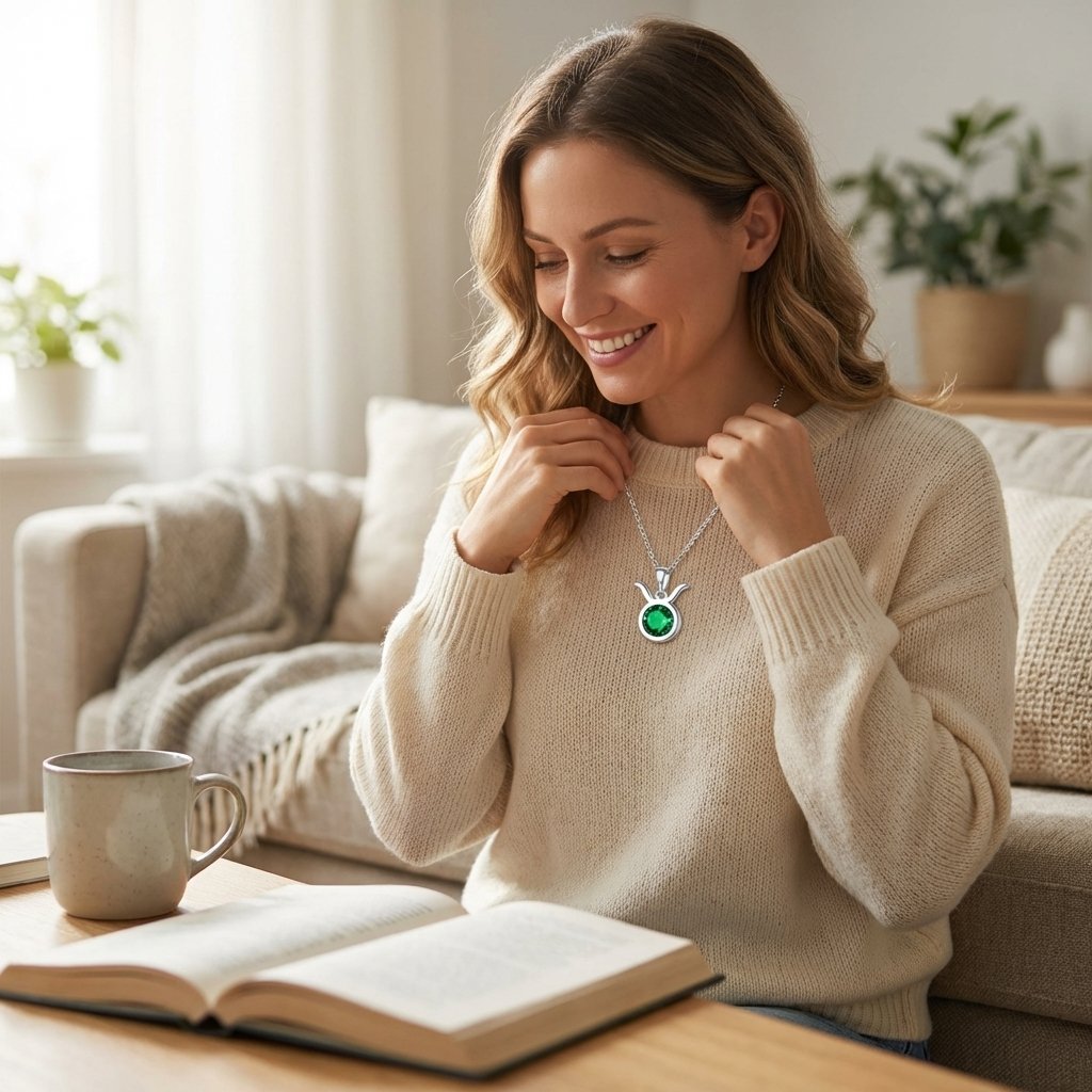 Personalized Zodiac & Birthstone Necklace in Sterling Silver