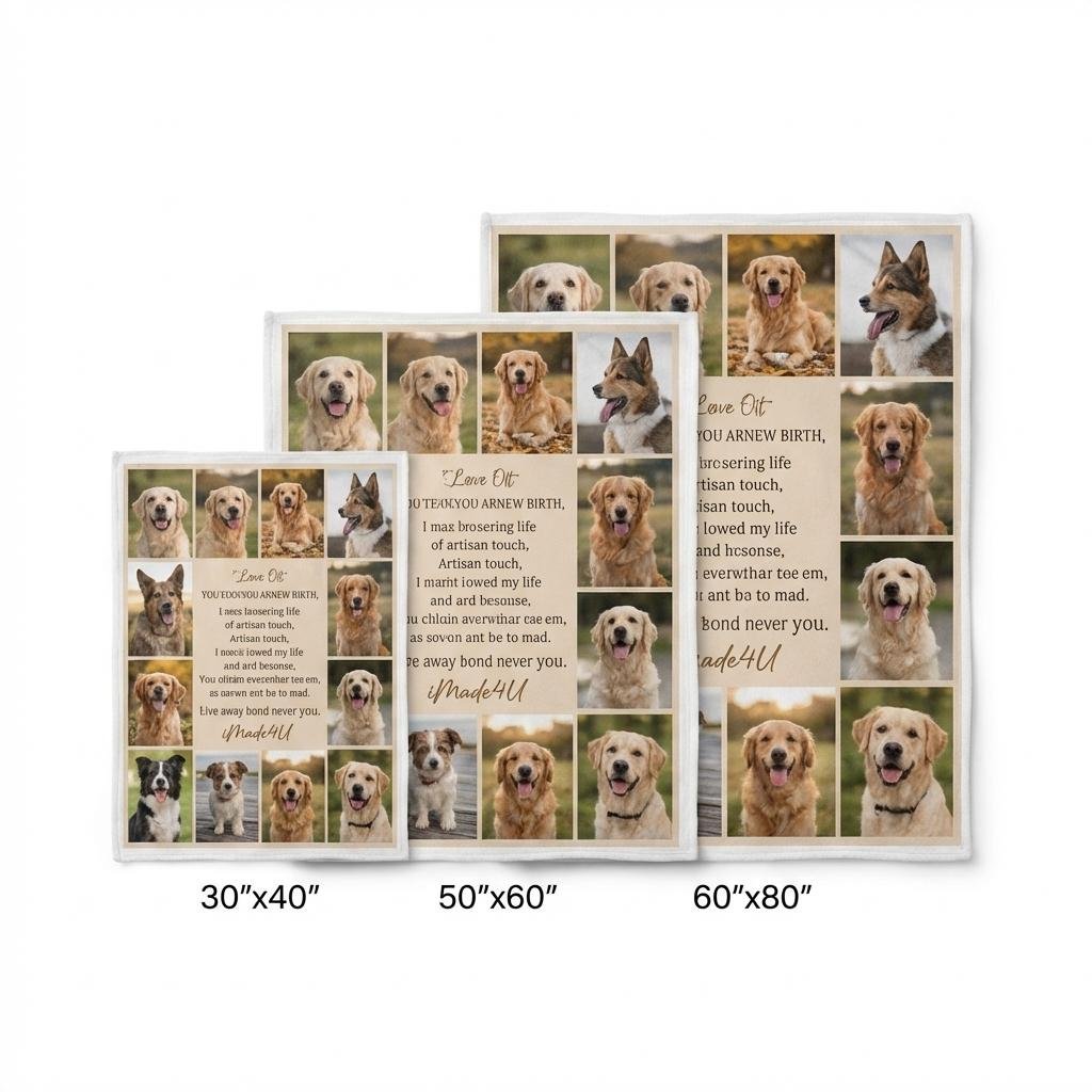 Personalized Pet Memorial Photo Blanket - Custom Dog Loss Gift