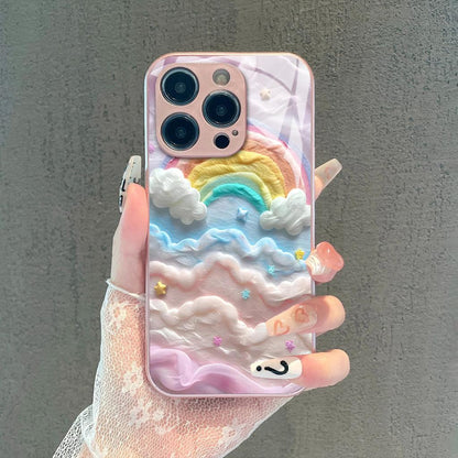 3D Rainbow and Clouds Phone Case