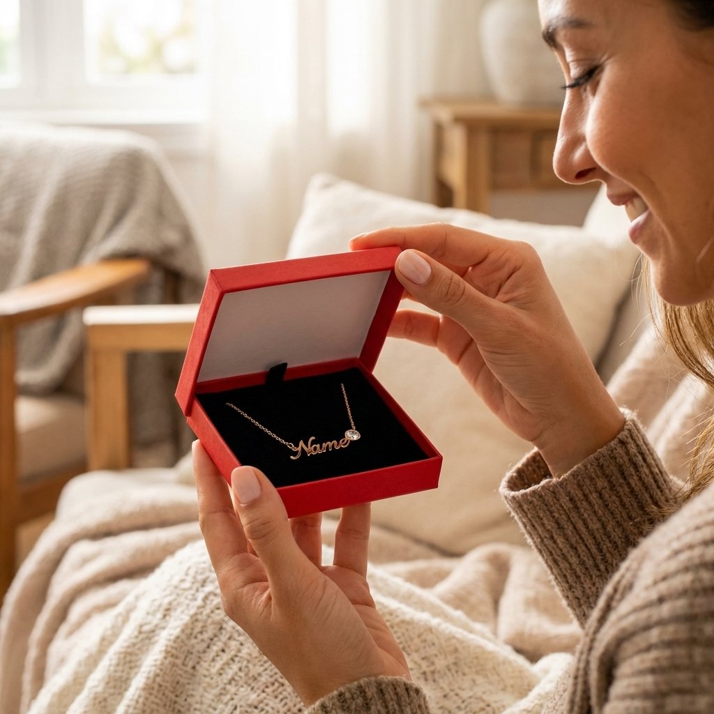 Personalized Name Necklace with Birthstone - Sterling Silver