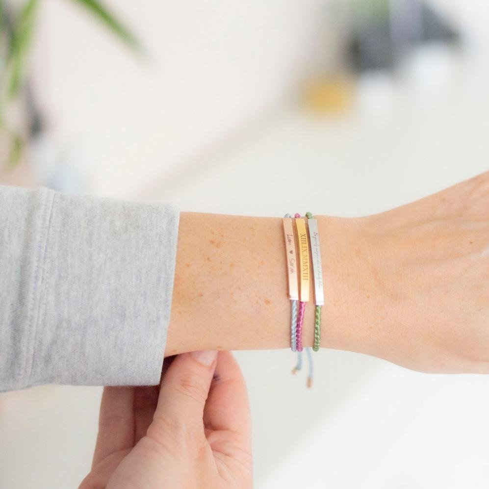 Hand-Finished Personalized Bar Bracelet