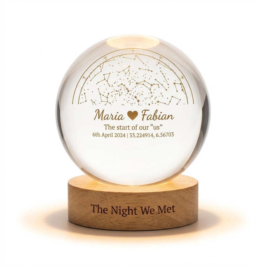 Personalized Star Map Crystal Ball LED Night Light