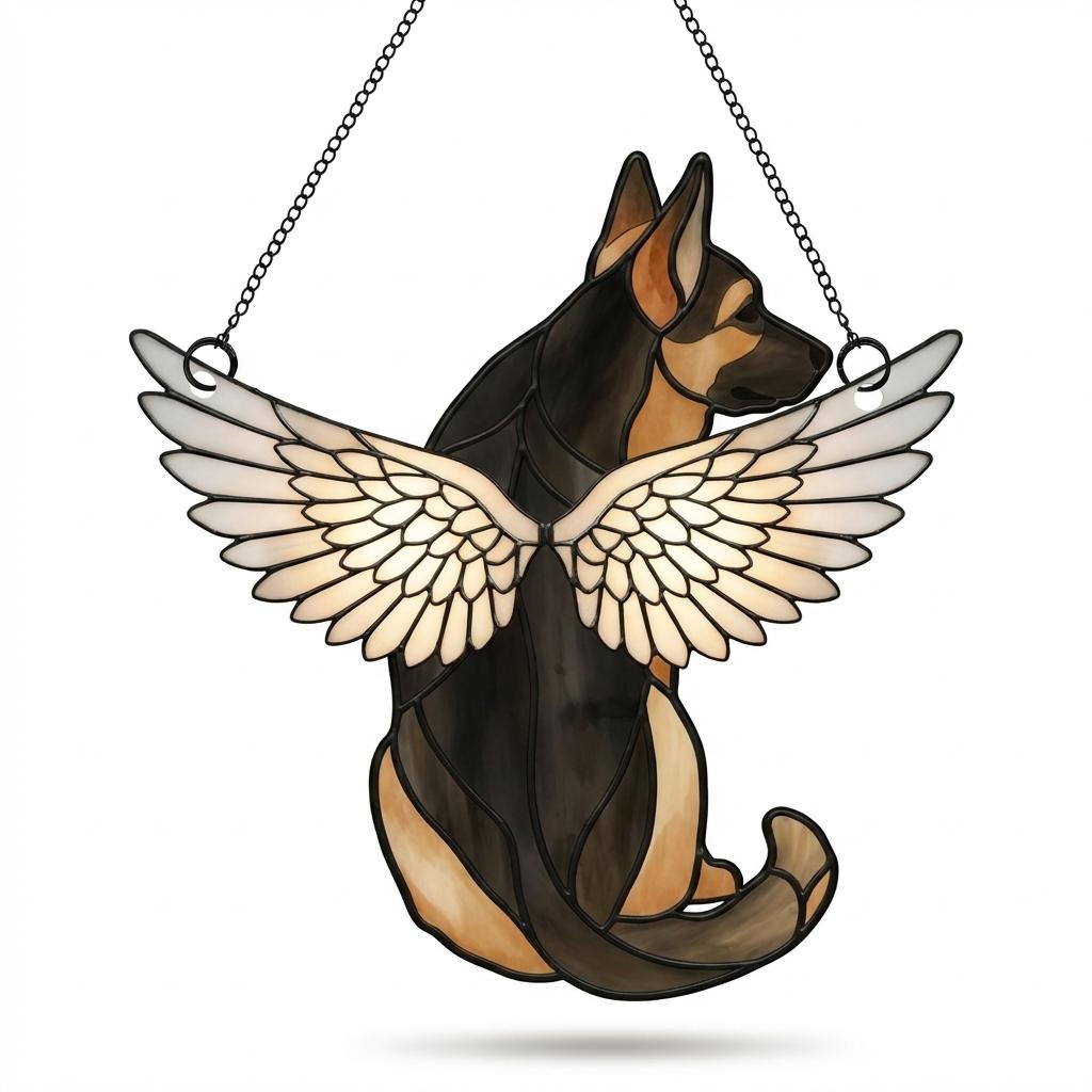 Custom Dog Angel Wings Suncatcher - Personalized Pet Memorial