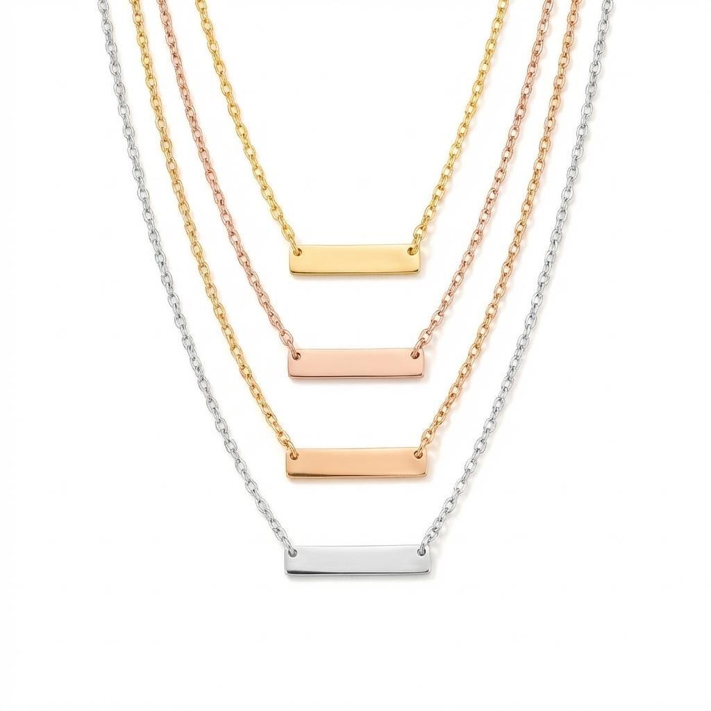 14k Solid Gold Personalized Handwriting Bar Name Necklace