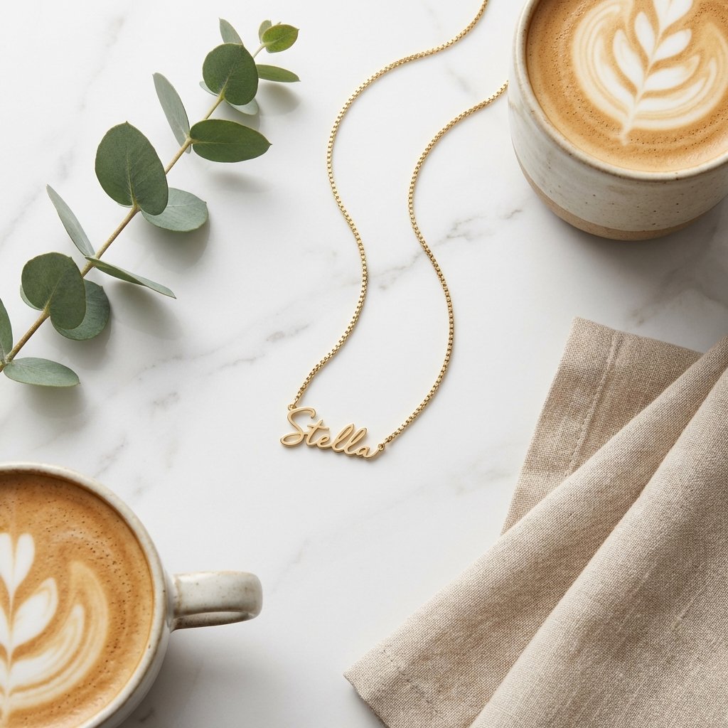 Personalized 18K Gold Dainty Script Name Necklace