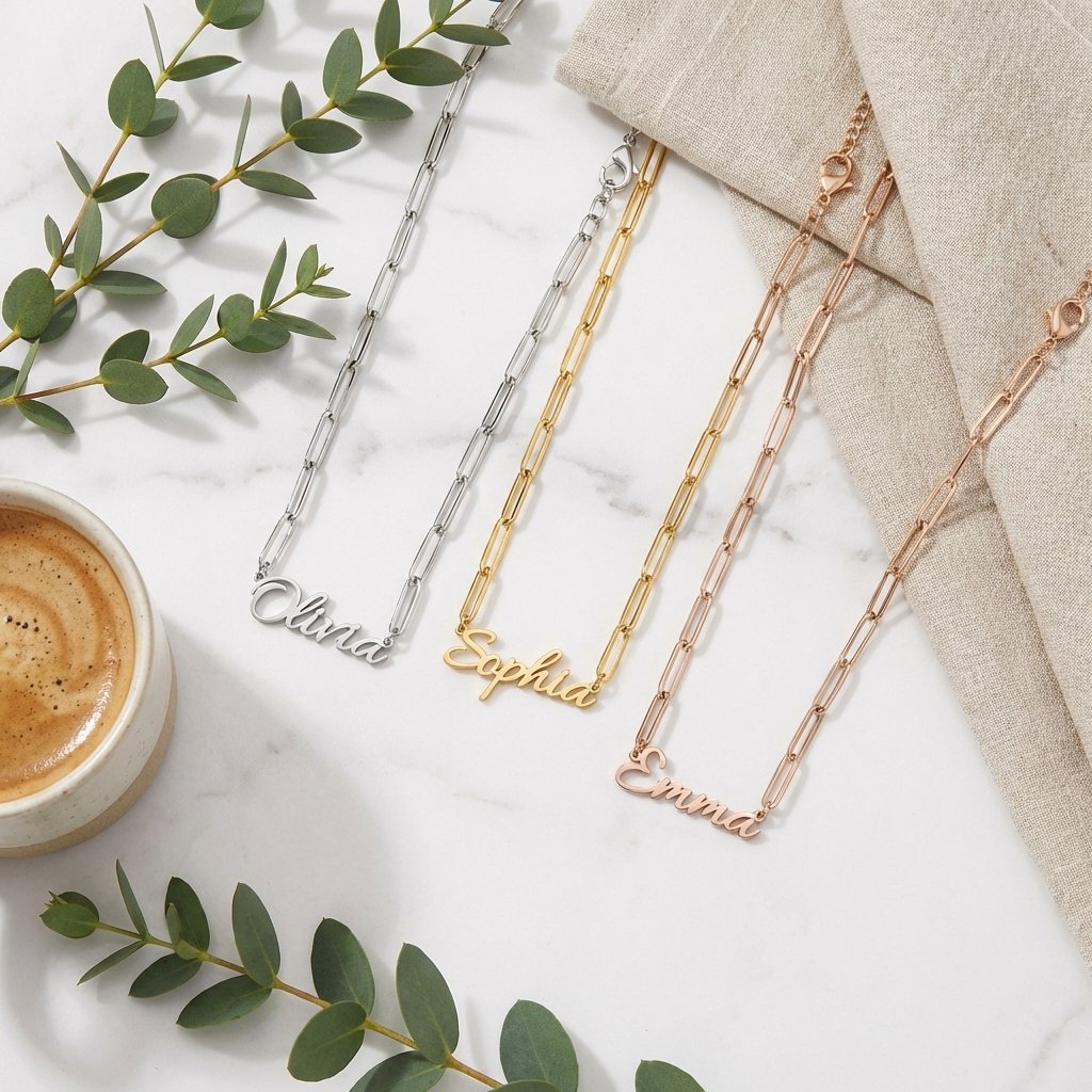 Personalized Paper Clip Name Necklace | Custom Gold Choker