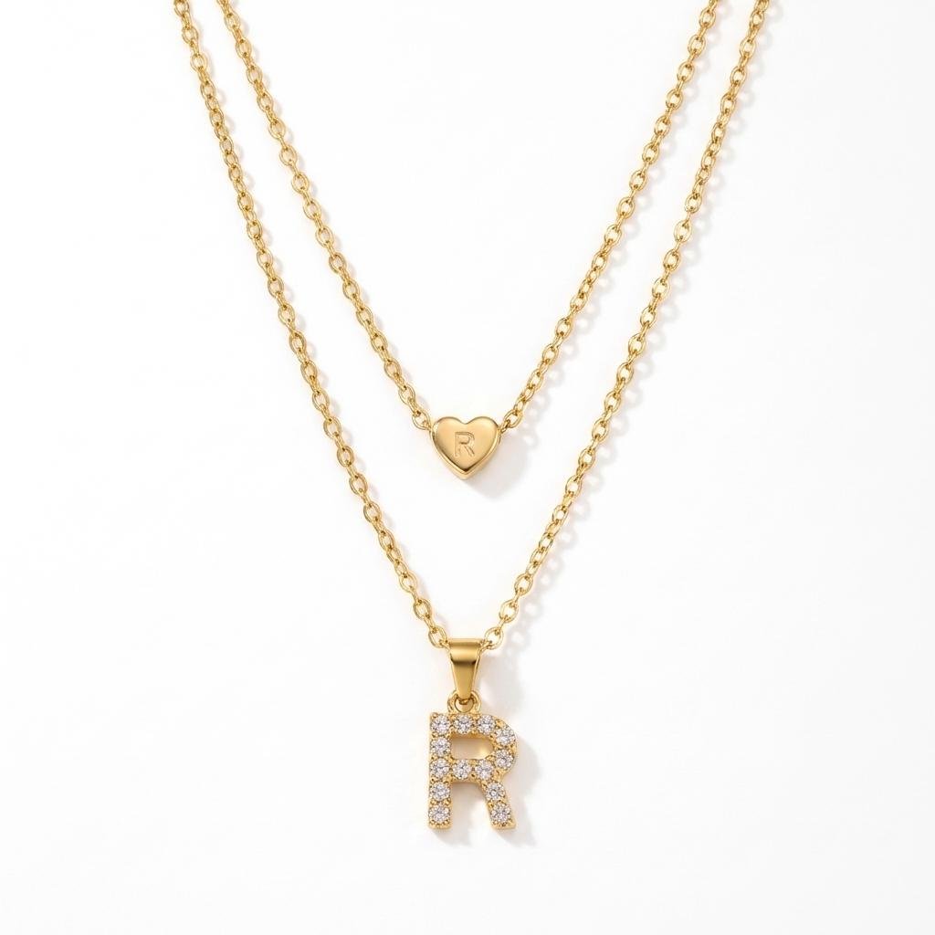 Personalized Gold Heart Initial Necklace