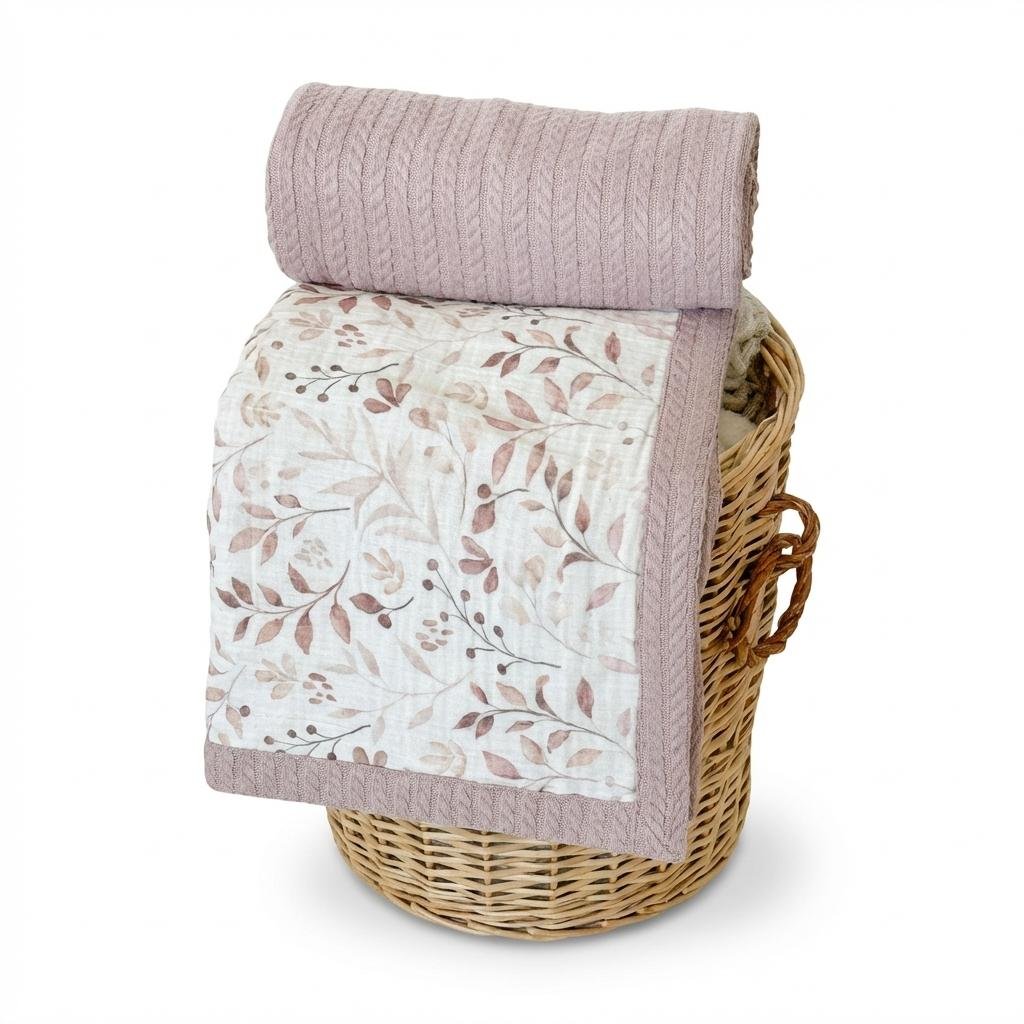 Personalized Organic Muslin & Waffle Baby Blanket
