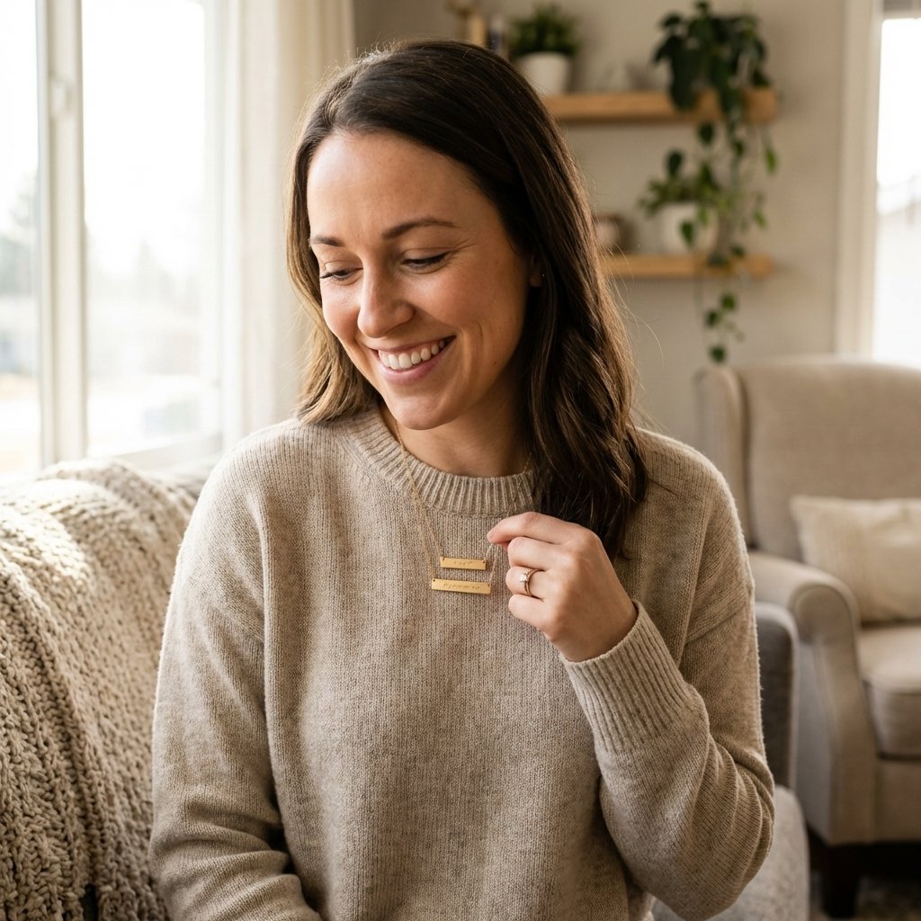 Custom Coordinates Bar Necklace - Personalized Gold Jewelry