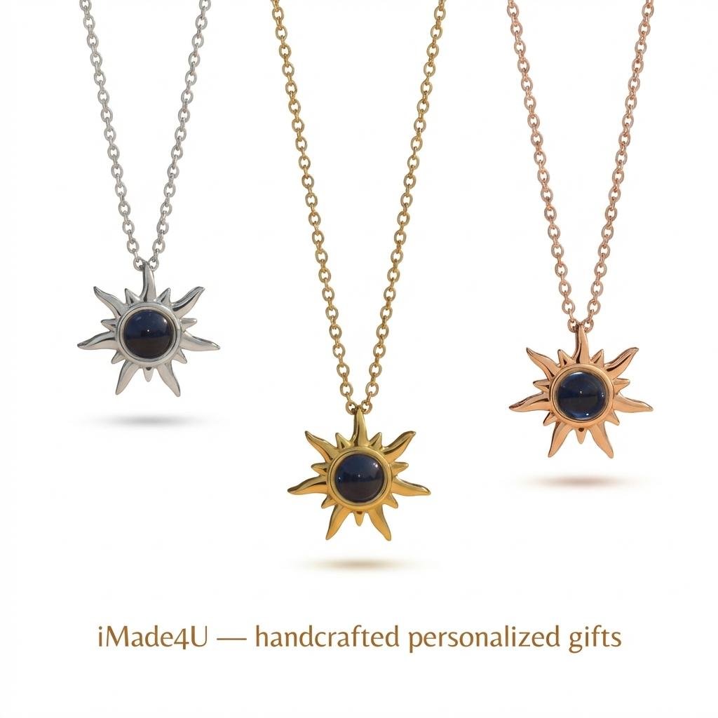 Personalized Sunflower Photo Projection Necklace