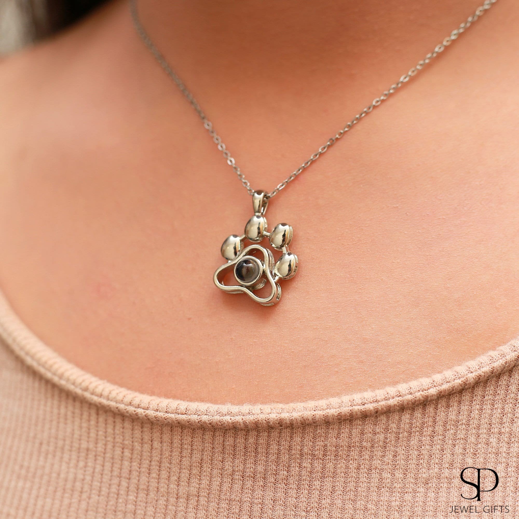 Eternal Bond Paw Photo Projection Necklace