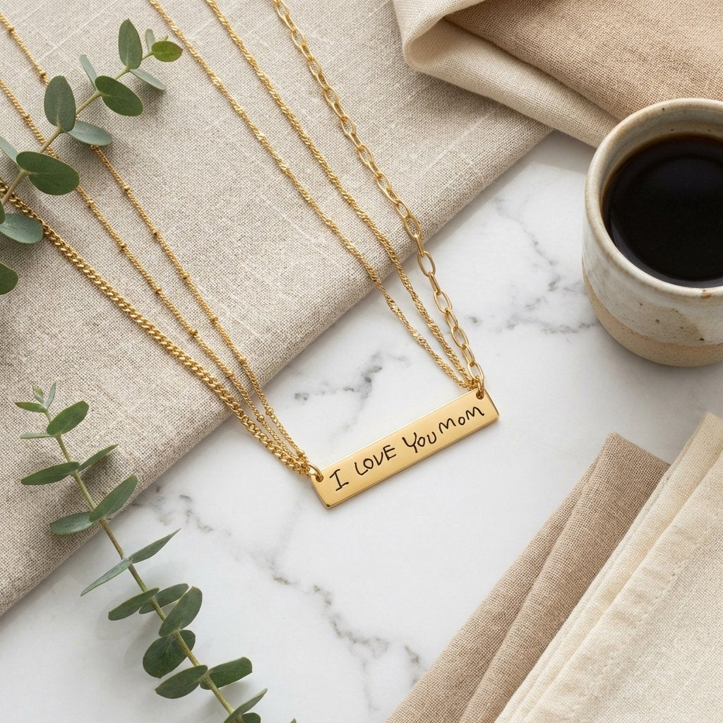 Personalized Handwriting Bar Necklace - Custom Signature Gift