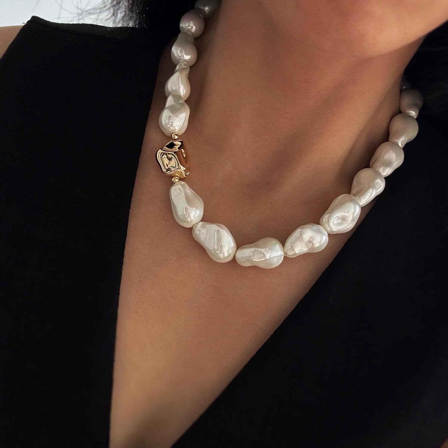 Sculptural Baroque Pearl Statement Necklace