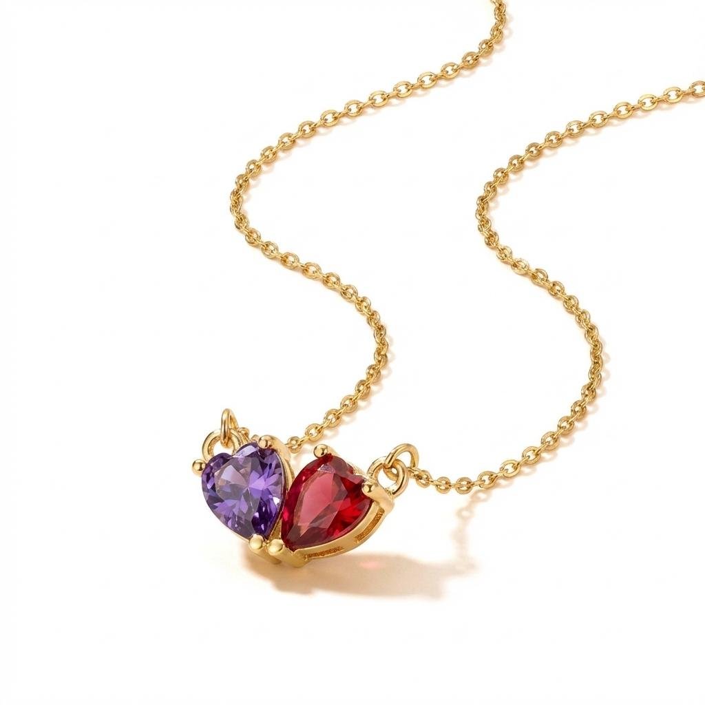 Mother Daughter Heart Birthstone Ring | Personalized Silver