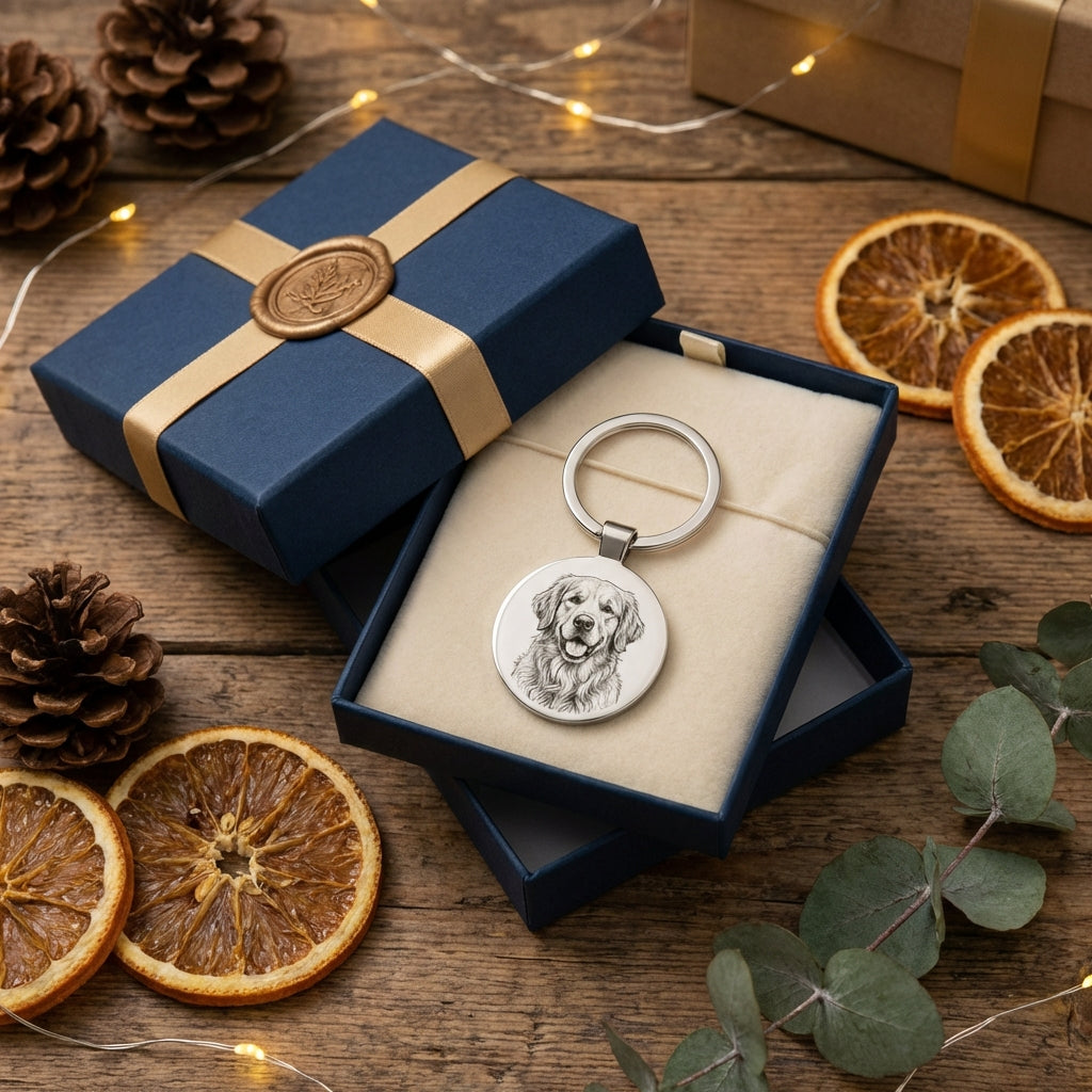 Custom Pet Portrait Keychain | Personalized Dog & Cat Lover Gift