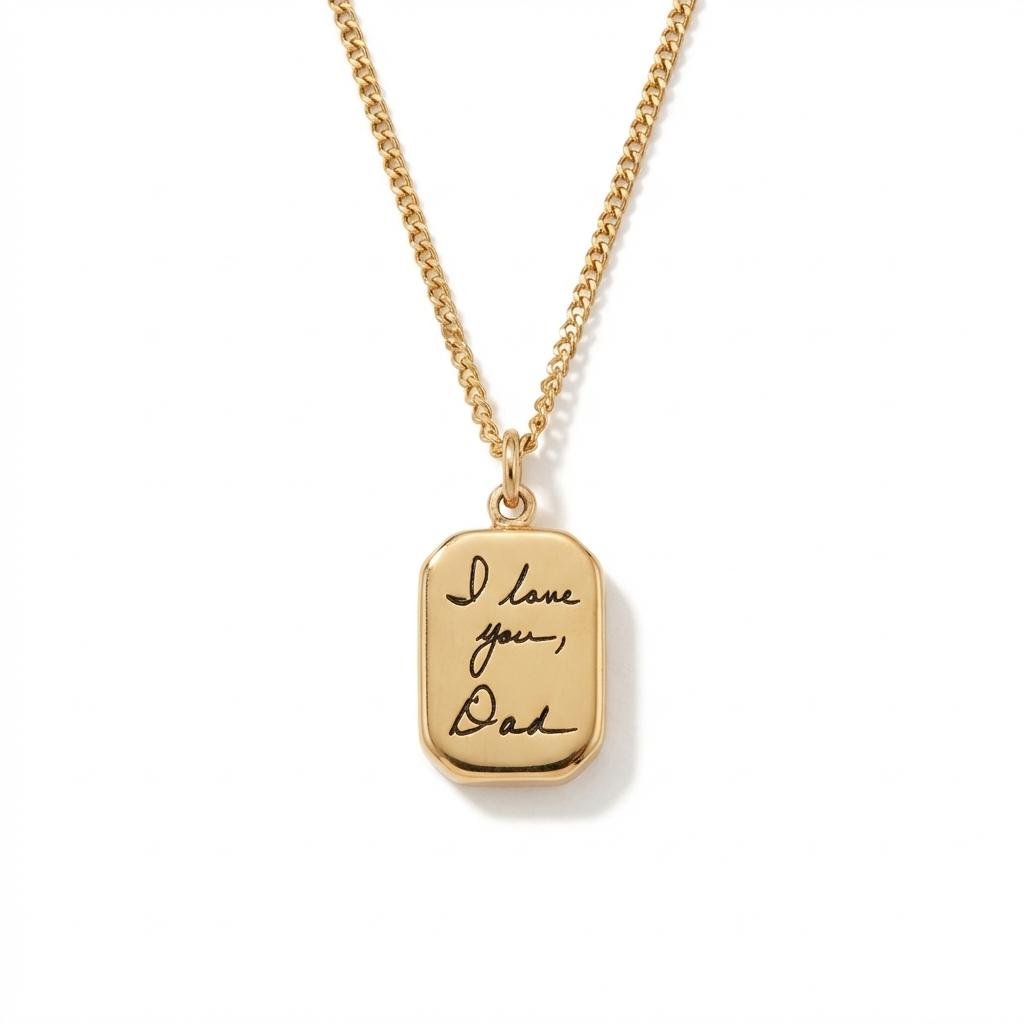 Custom Handwriting Necklace - Actual Signature Gold Pendant