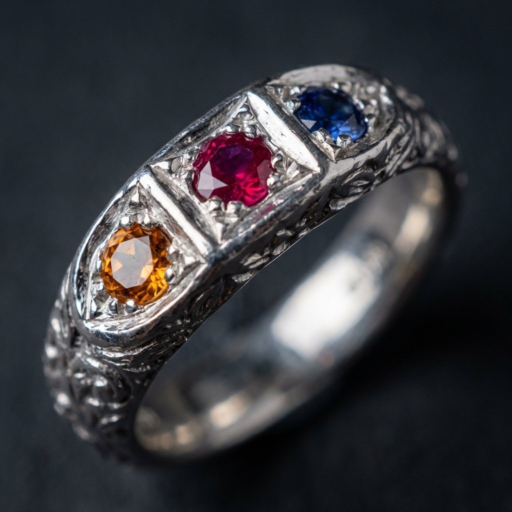 Personalized Sterling Silver 3-Birthstone Mothers Ring