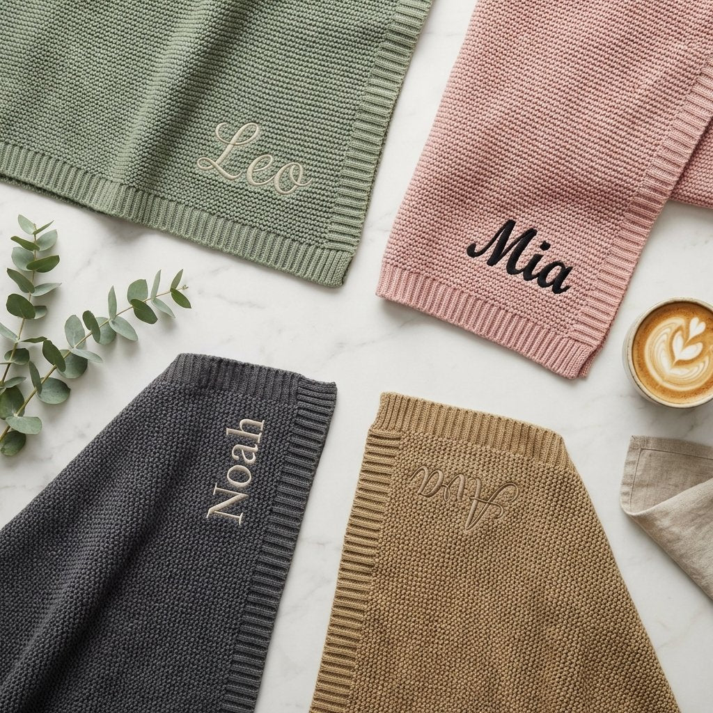 Personalized Embroidered Organic Cotton Baby Blanket