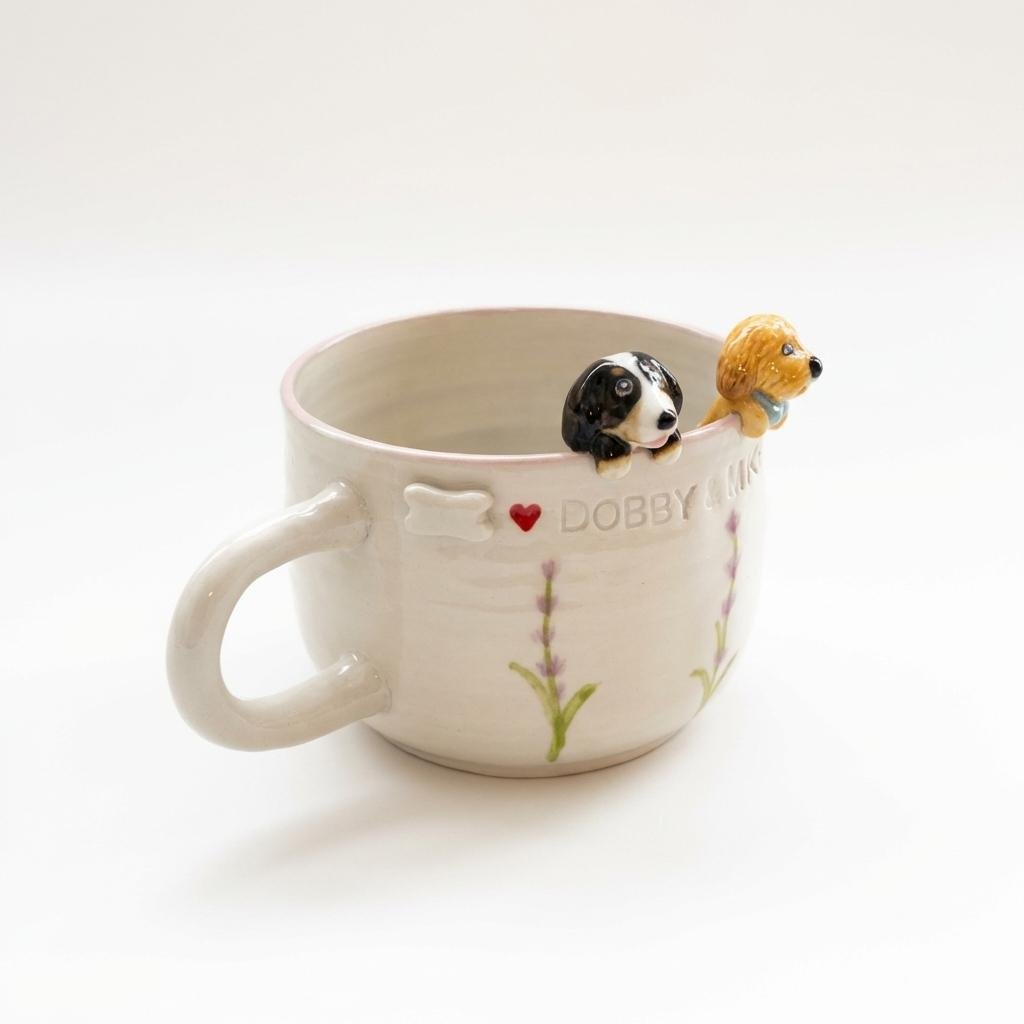 Artisan Custom Pet Peekaboo Mug - Hand-Sculpted Ceramic