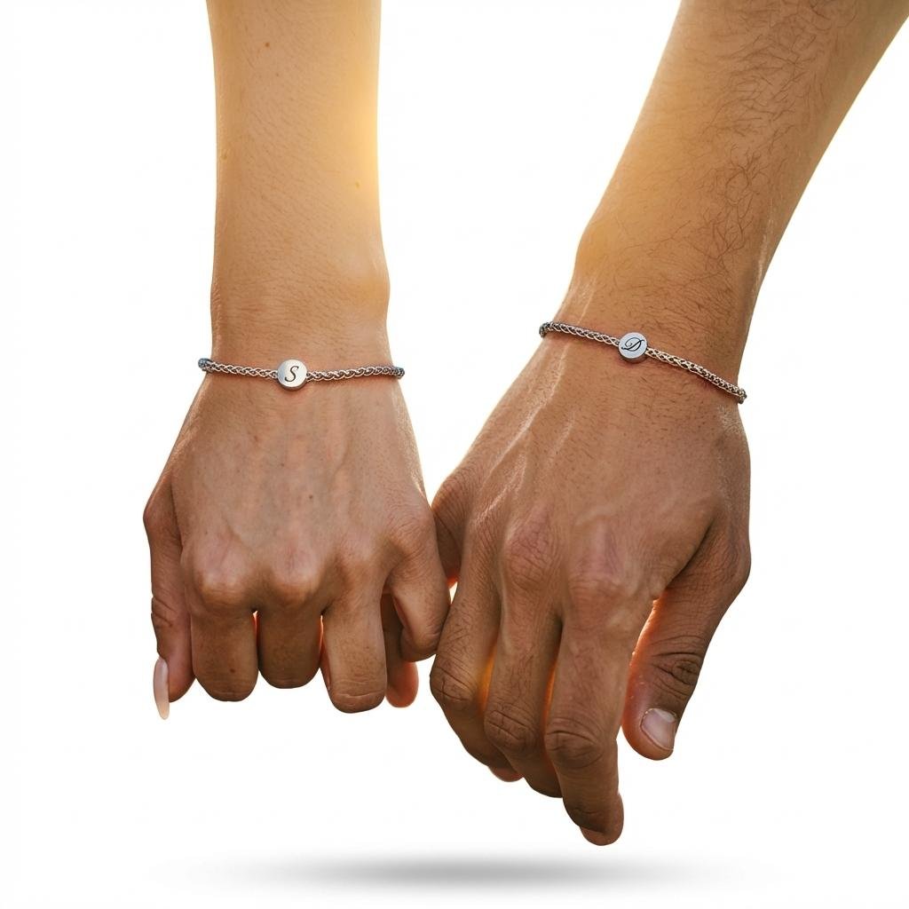 Personalized Couple's Engraved Matching Bracelet Set