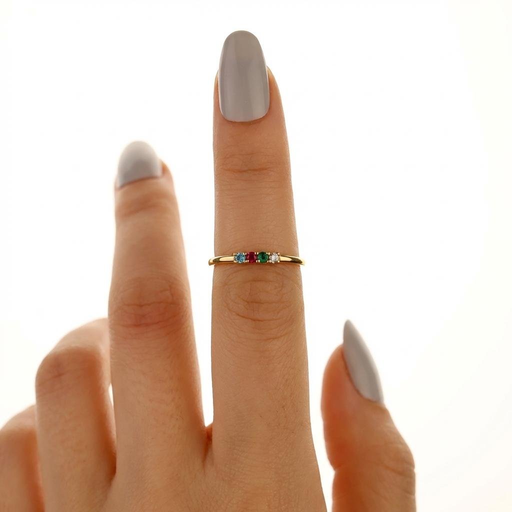 Personalized Mothers Birthstone Ring - Custom Family Jewelry