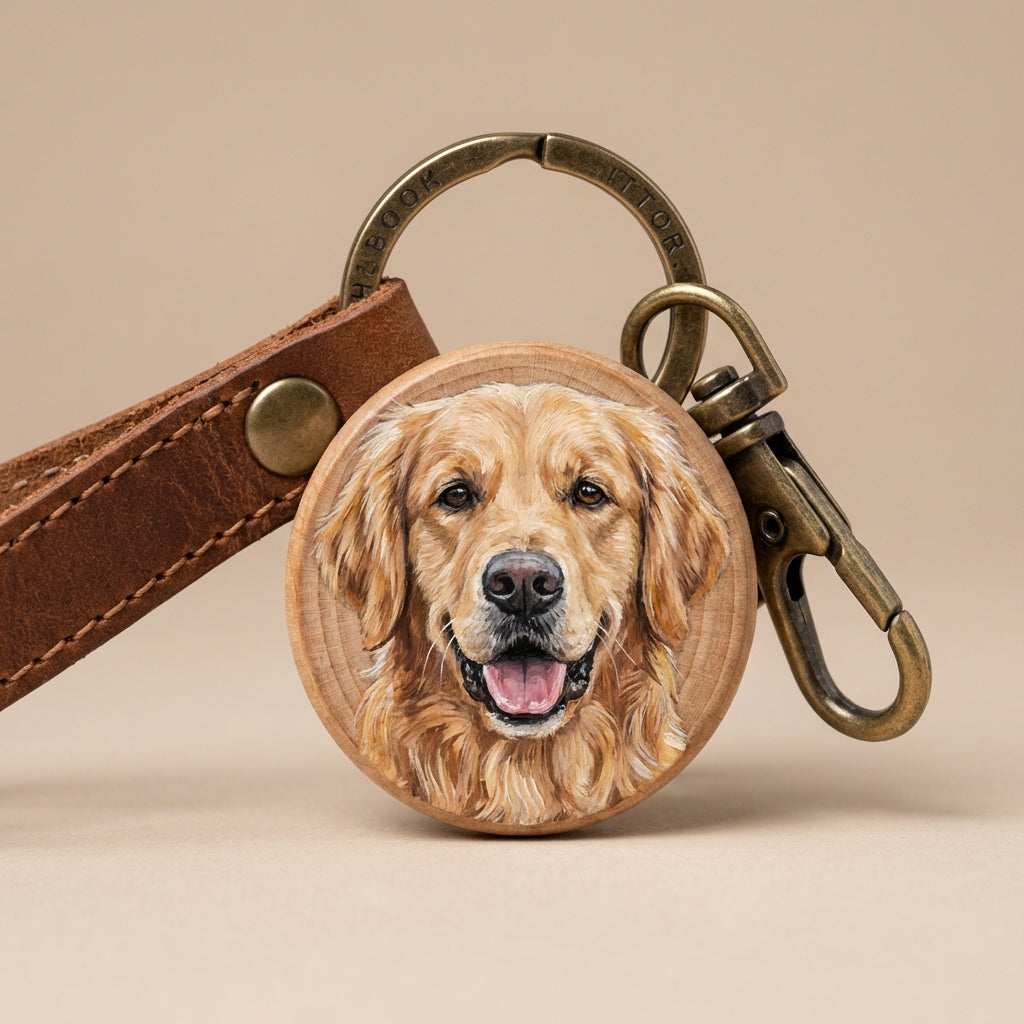 Custom Pet Portrait Keychain | Personalized Dog & Cat Lover Gift