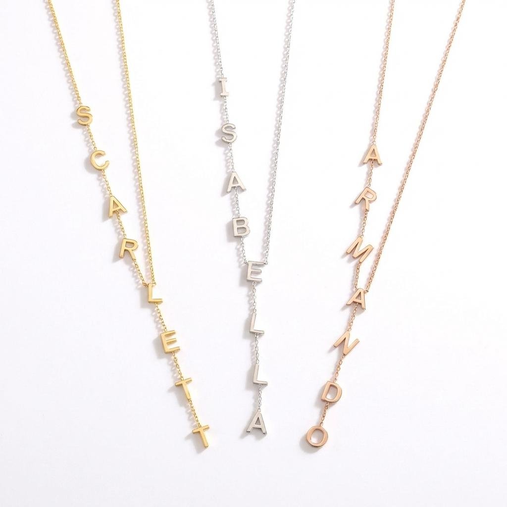 Custom Lariat Initial Necklace - Personalized Y Drop Name