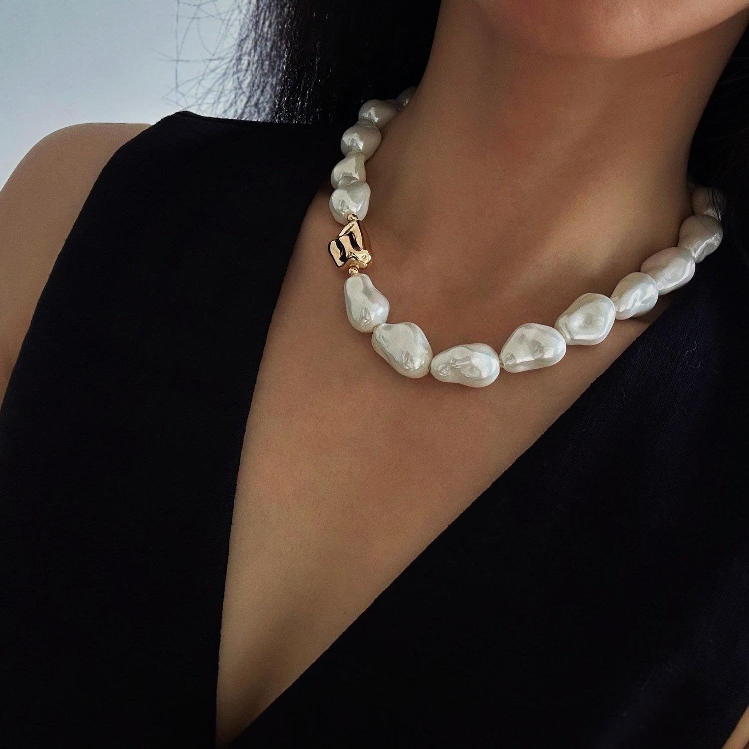 Sculptural Baroque Pearl Statement Necklace