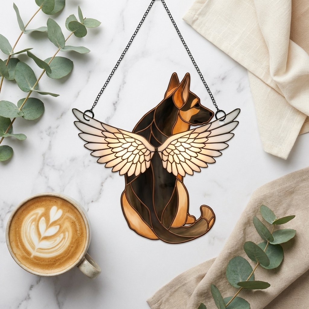 Custom Dog Angel Wings Suncatcher - Personalized Pet Memorial