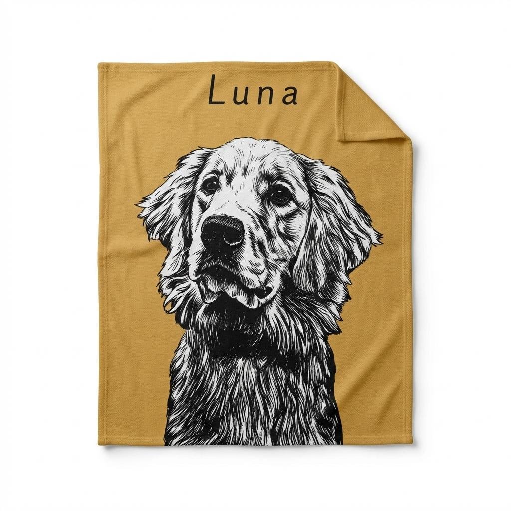 Custom Pet Portrait Blanket | Personalized Dog Photo Gift