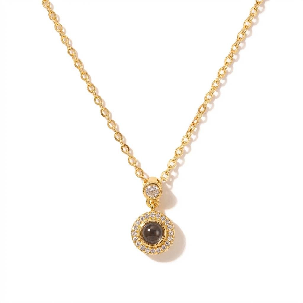 Personalized Round Photo Projection Necklace for Her