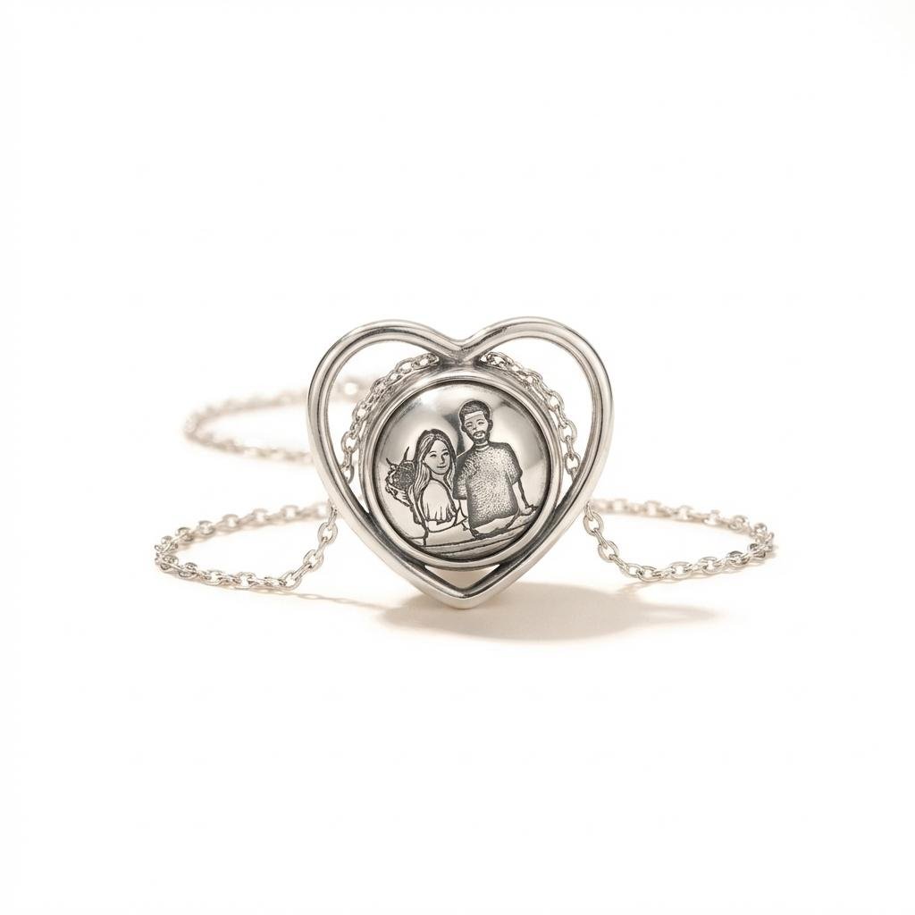 Personalized Photo Projection Necklace • Sterling Silver