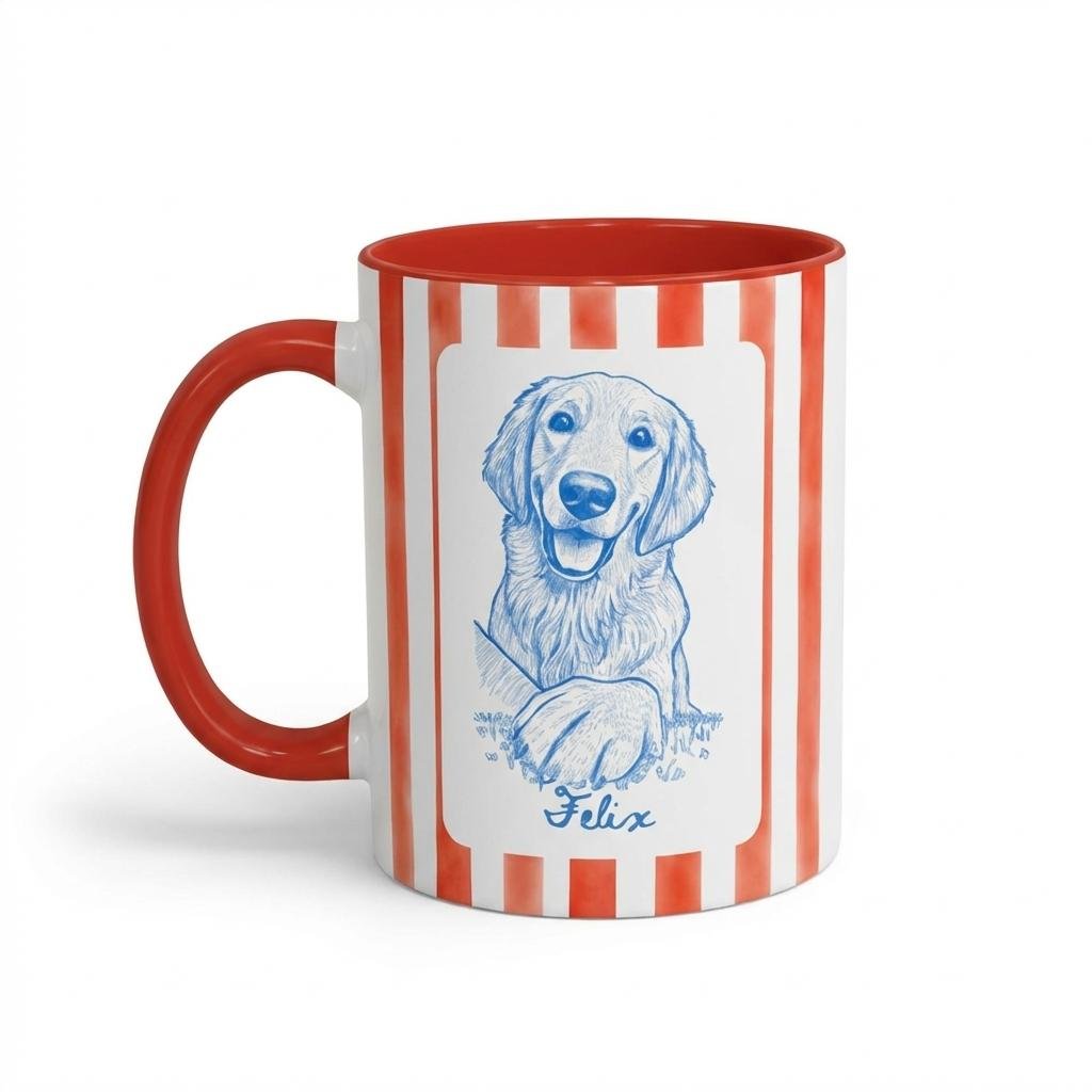 Custom Dog Sketch Mug | Personalized Pet Line Drawing Gift